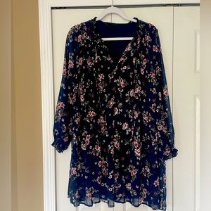 Long sleeve pleated babydoll dress